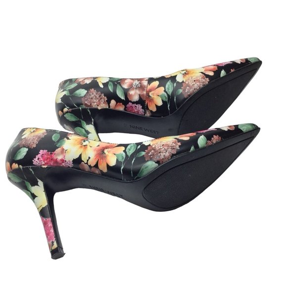 Nine West Jackpot Floral Pumps Size 5.5M High Heels Stilettos Pointy Toe Flowers - Picture 7 of 10